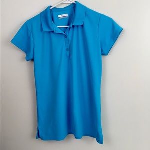 Columbia size m blue green polo shirt top.